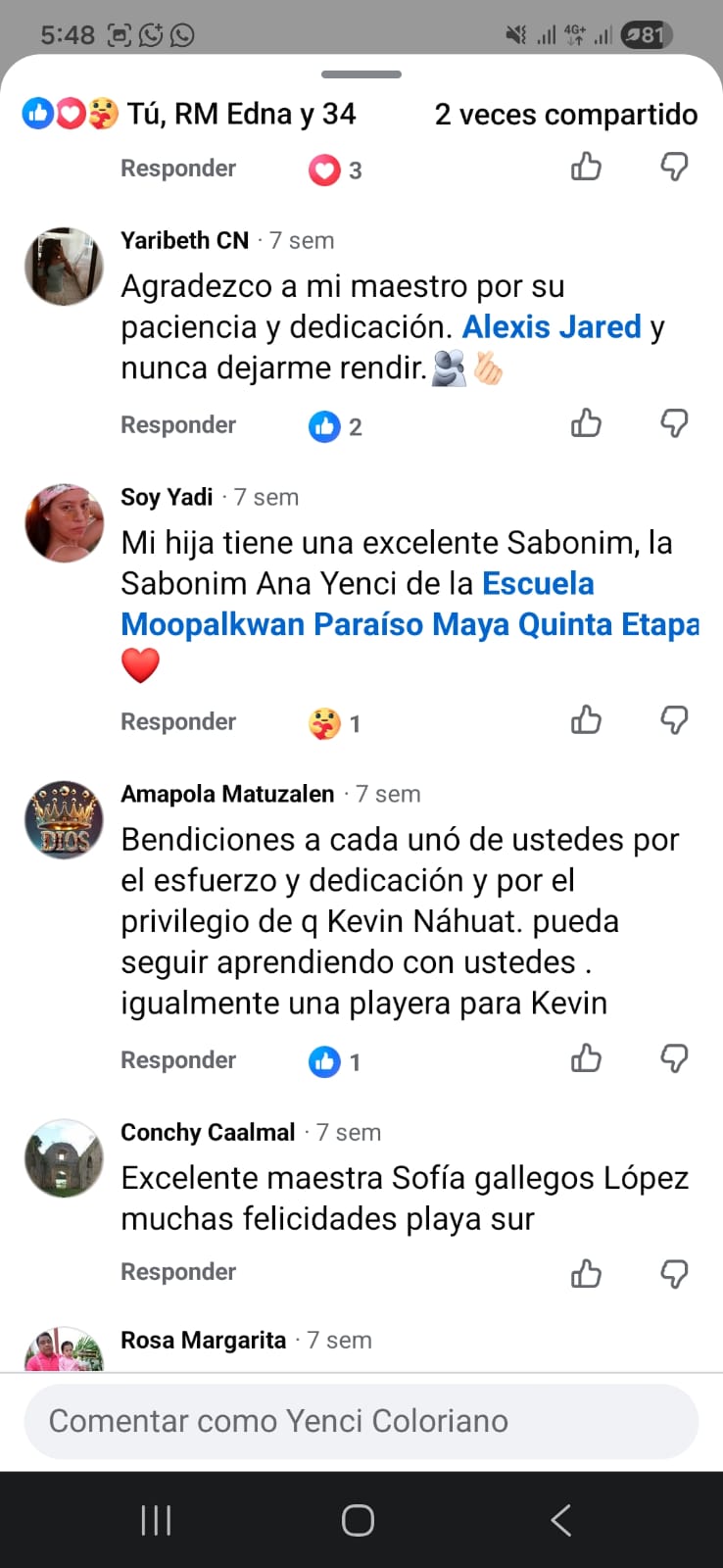 Testimonios reales de padres de familia en Facebook sobre Moopalkwan